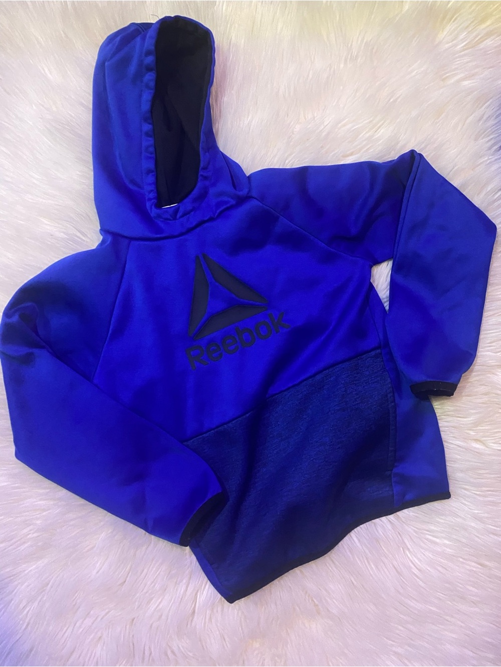 Reebok Boys' Deep Blue Logo Hooded Hoodie Sweater Sweatshirt Size 8